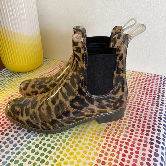 J CREW Leopard Rain Boots Ankle Boots Booties 7 - Picture 4 of 7